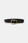 Dorothee Schumacher Calf Leather Belt With Twisted Signature Buckle In Black