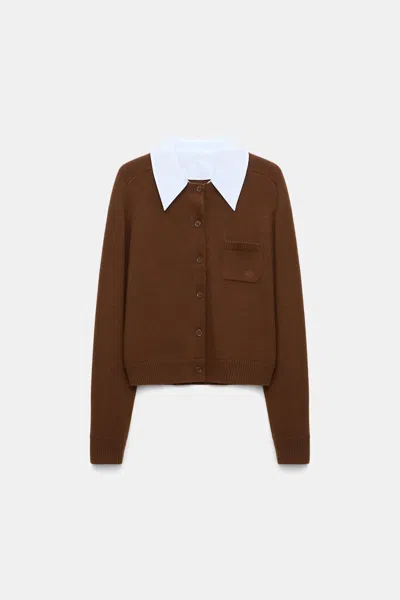 Dorothee Schumacher Elegant Statements Pocket Buttoned Cardigan In Brown