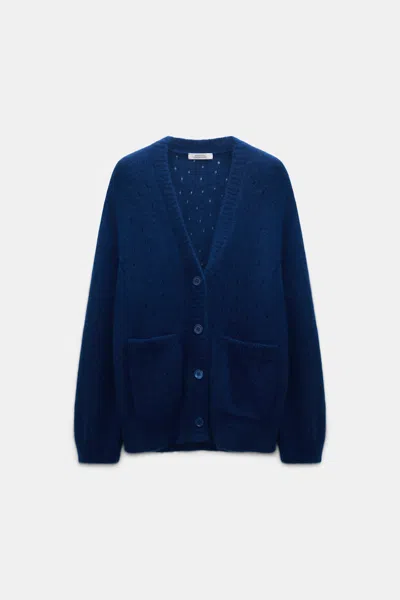 Dorothee Schumacher Cashmere Cardigan With Pointelle In Blue
