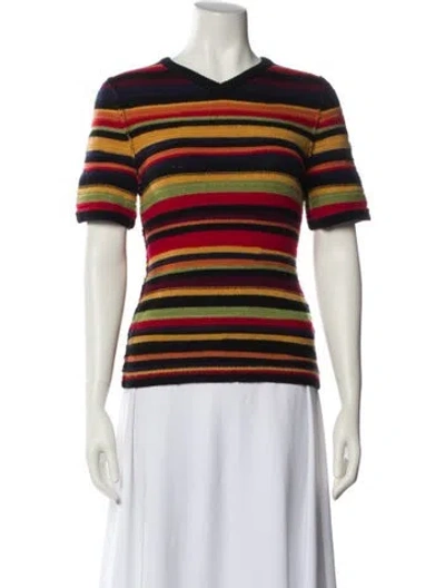 Pre-owned Dorothee Schumacher Cashmere Striped Sweater In White