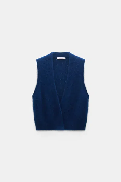 Dorothee Schumacher Cashmere Vest With Pointelle In Blue