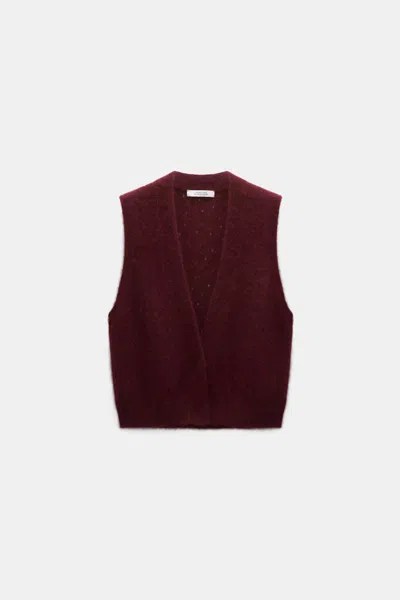 Dorothee Schumacher Cashmere Vest With Pointelle In Burgundy