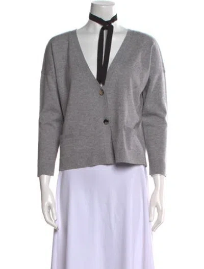 Pre-owned Dorothee Schumacher Cashmere V-neck Sweater In Gray