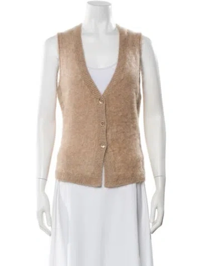 Pre-owned Dorothee Schumacher Cashmere V-neck Sweater W/ Tags In Neutral