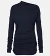 Dorothee Schumacher Chic Comfort Draped Top In Blue