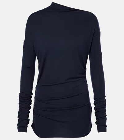Dorothee Schumacher Chic Comfort Draped Top In Blue