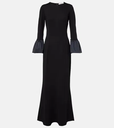 Dorothee Schumacher Jersey Midi Dress With Satin Cuffs In Black