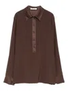 Dorothee Schumacher Popover Blouse In Silk Satin In Brown