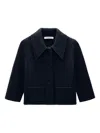 Dorothee Schumacher Cropped Merino-cashmere Knit Jacket In Blue