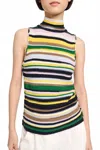 Dorothee Schumacher Striped Cashmere Turtleneck Shell In Multi