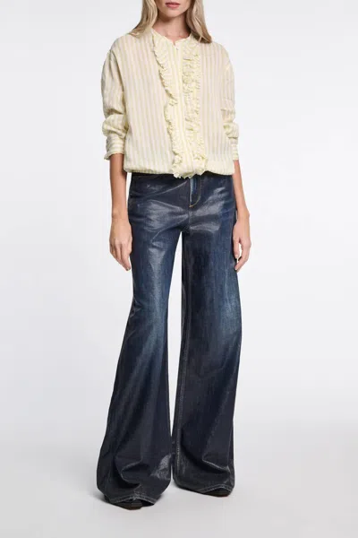 Dorothee Schumacher Cool Striped Blouse In Yellow Shadow In Multi