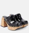 DOROTHEE SCHUMACHER CORK CONTRAST LEATHER CLOGS