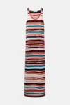 DOROTHEE SCHUMACHER STRIPED MIXED KNIT SCOOP NECK DRESS