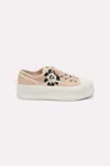 DOROTHEE SCHUMACHER COTTON CANVAS PLATFORM SNEAKERS WITH FLOWER EMBROIDERY