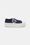 DOROTHEE SCHUMACHER COTTON CANVAS PLATFORM SNEAKERS WITH FLOWER EMBROIDERY