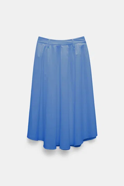 Dorothee Schumacher Cotton Poplin Midi Skirt In Blue