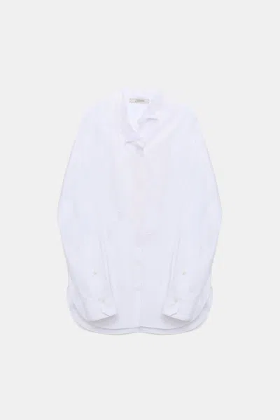 Dorothee Schumacher Cotton-poplin Shirt With Asymmetrical Plastron And Collar In White