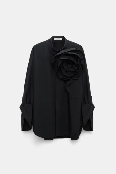 Dorothee Schumacher Cotton Poplin Shirt With Xl Flower In Black