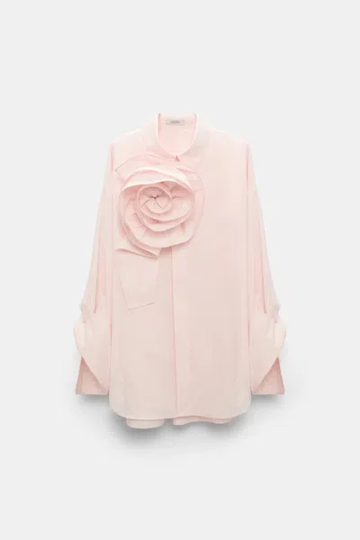 Dorothee Schumacher Cotton Poplin Shirt With Xl Flower In Light Pink