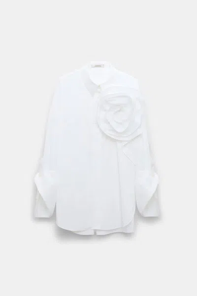 Dorothee Schumacher Cotton Poplin Shirt With Xl Flower In White