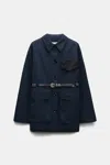 DOROTHEE SCHUMACHER COTTON SHIRT-JACKET WITH REMOVABLE LEATHER BELT