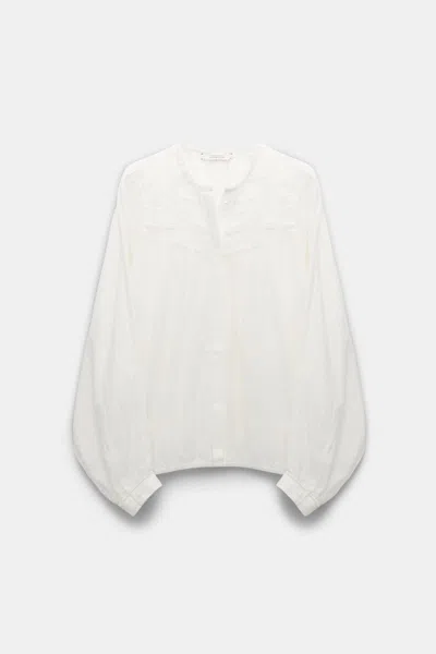 Dorothee Schumacher Cotton-silk-voile Blouse With Lace Inserts In White