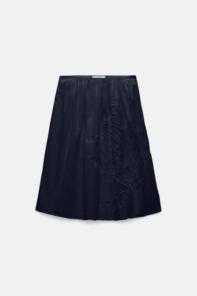 Dorothee Schumacher Cotton Skirt With Broderie Anglaise Embroidery In Blue