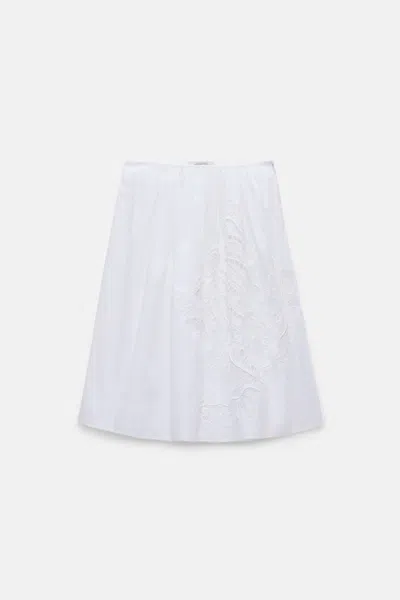 Dorothee Schumacher Cotton Skirt With Broderie Anglaise Embroidery In White