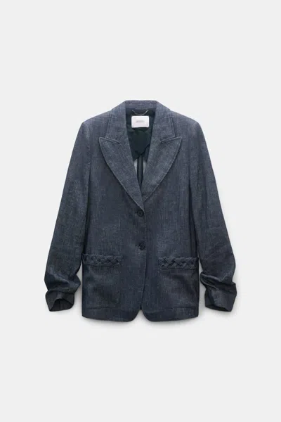 Dorothee Schumacher Cotton-linen Blazer In Blue