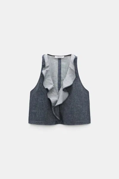 Dorothee Schumacher Cotton-linen Vest Top In Blue