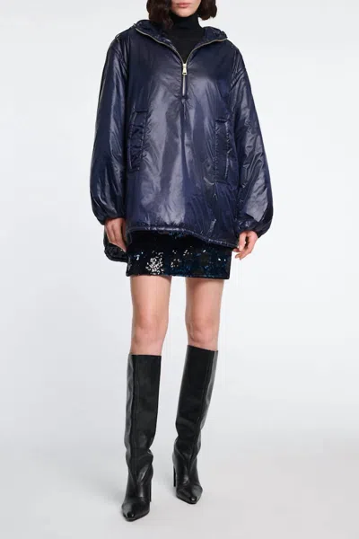 Dorothee Schumacher Cozy Coolness Anorak Style Jacket In Dark Navy In Blue