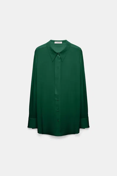 Dorothee Schumacher Crãªpe De Chine Silk Blouse In Green