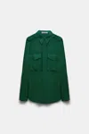 Dorothee Schumacher Crãªpe De Chine Silk Blouse With Epaulettes In Green