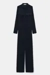 Dorothee Schumacher Crãªpe De Chine Silk Jumpsuit With Epaulettes In Blue