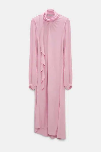 Dorothee Schumacher Crãªpe-jersey Dress With Flounce Scarf In Pink