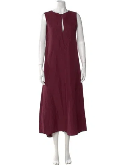 Pre-owned Dorothee Schumacher Crew Neck Long Dress In Burgundy