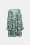 Dorothee Schumacher Crinkle Printed Ramie Caftan Dress In Multi Colour