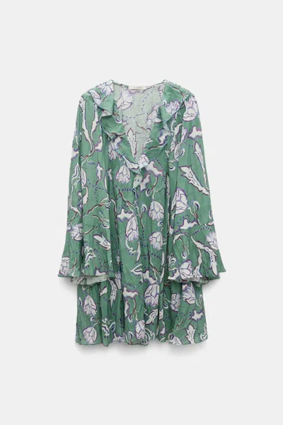 Dorothee Schumacher Crinkle Printed Ramie Caftan Dress In Multi Colour