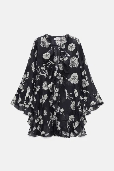 Dorothee Schumacher Crinkle Ramie Signature Print Tunic In Black