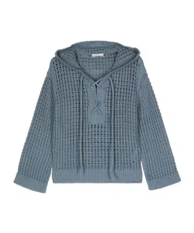 Dorothee Schumacher Crochet-knit Hooded Jumper In Gray