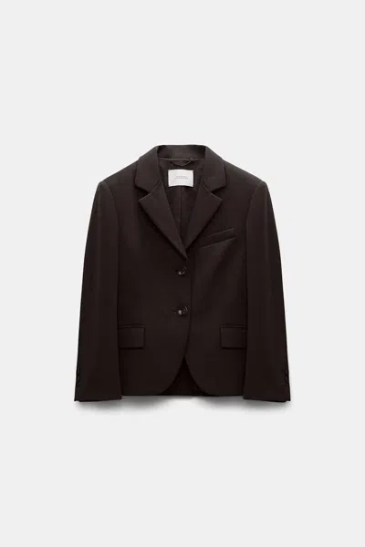 Dorothee Schumacher Cropped Blazer In Punto Milano In Brown