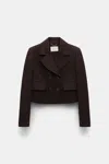 Dorothee Schumacher Double-breasted Cropped Jacket In Brown