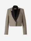 Dorothee Schumacher Cropped Blazer Plaid Motif In Brown