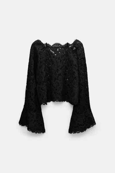 Dorothee Schumacher Cropped Blouse In Eyelash Lace