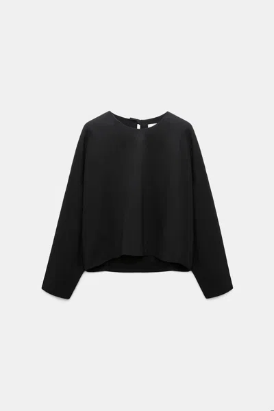 Dorothee Schumacher Cropped Blouse With Bow In Punto Milano In Black