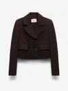 Dorothee Schumacher Double-breasted Cropped Jacket In Brown