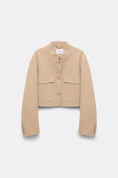 Dorothee Schumacher Cropped Jacket In Punto Milano In Sand