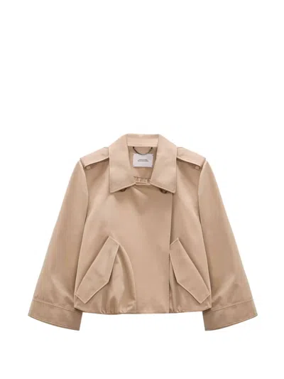 Dorothee Schumacher Luxury Layer Cropped Cotton-blend Jacket In Neutral