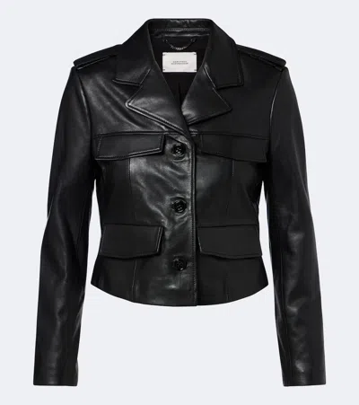 Dorothee Schumacher Cropped Leather Jacket In Black