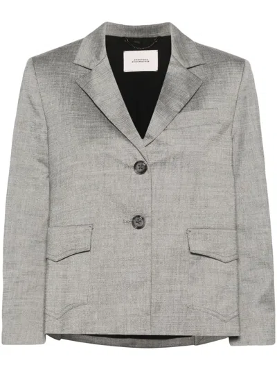Dorothee Schumacher Cropped Linen Blazer In Grey